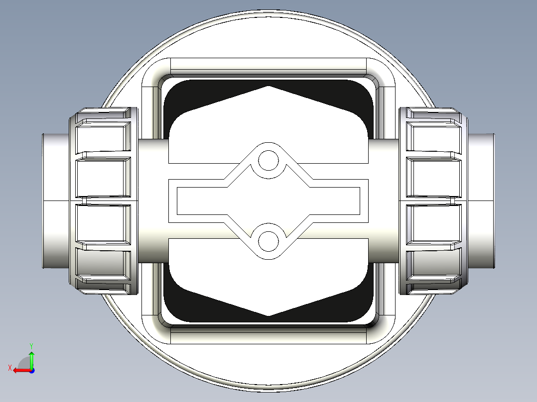 3DKMUIFCP NC 气动隔膜阀，常闭，女性联盟结束，公制系列PVDF后视图