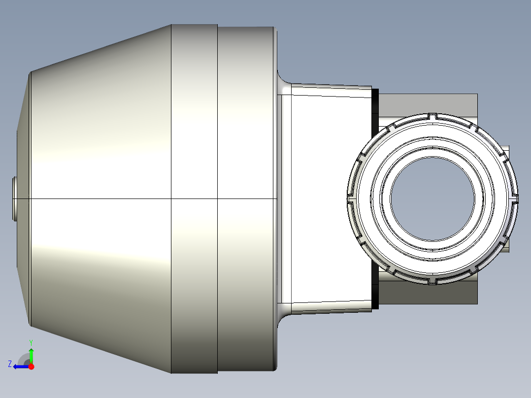 3DKMUIFCP NC 气动隔膜阀，常闭，女性联盟结束，公制系列PVDF右视图