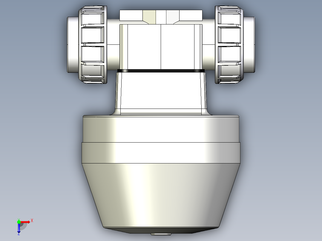 3DKMUIFCP NC 气动隔膜阀，常闭，女性联盟结束，公制系列PVDF俯视图