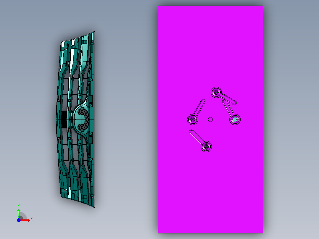 汽车格栅中网注塑模具前视图