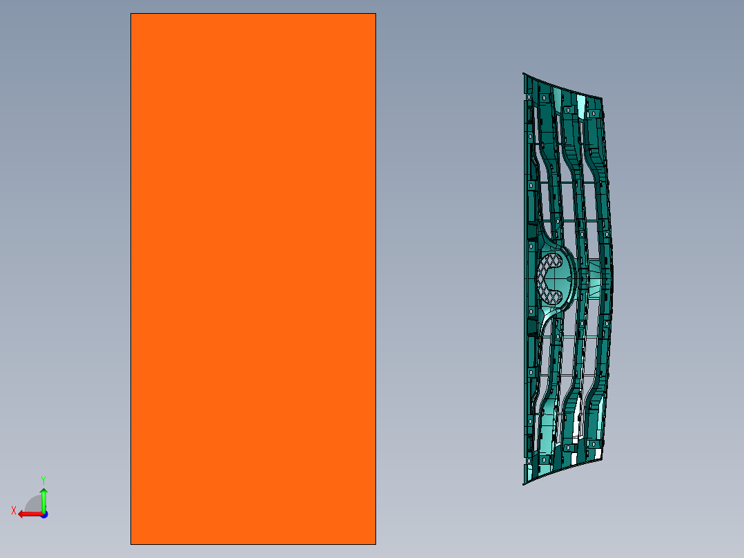 汽车格栅中网注塑模具后视图
