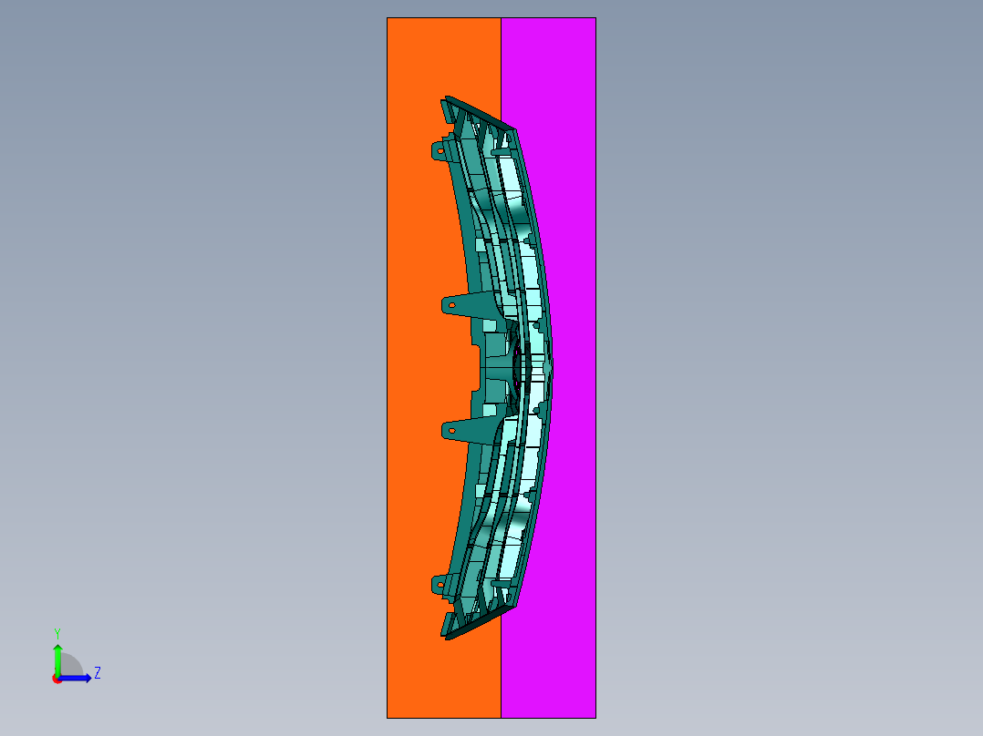 汽车格栅中网注塑模具左视图