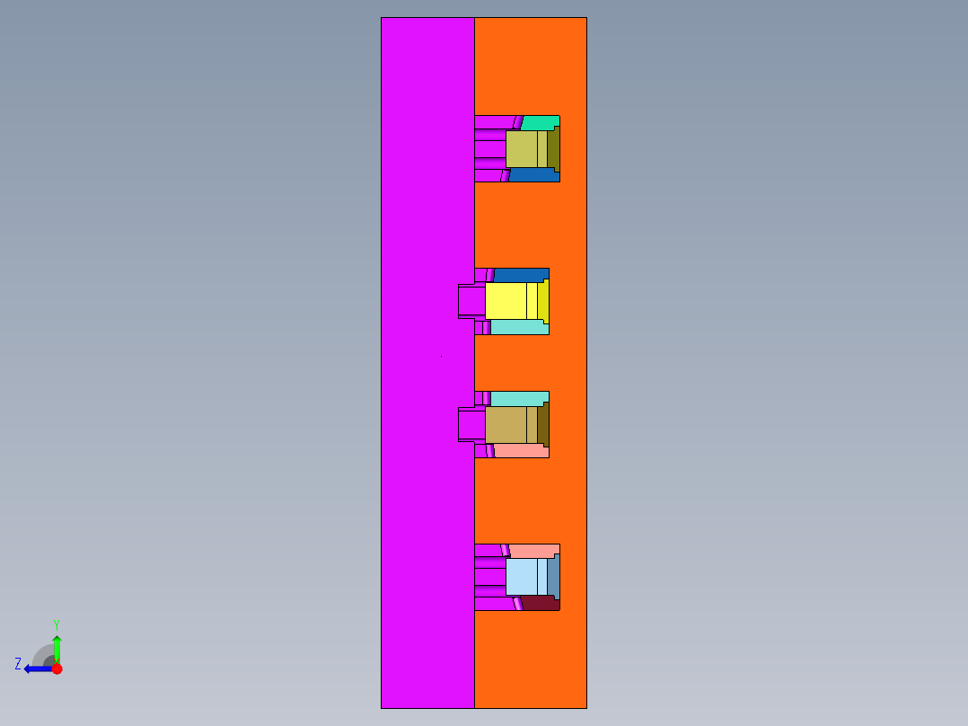 汽车格栅中网注塑模具右视图