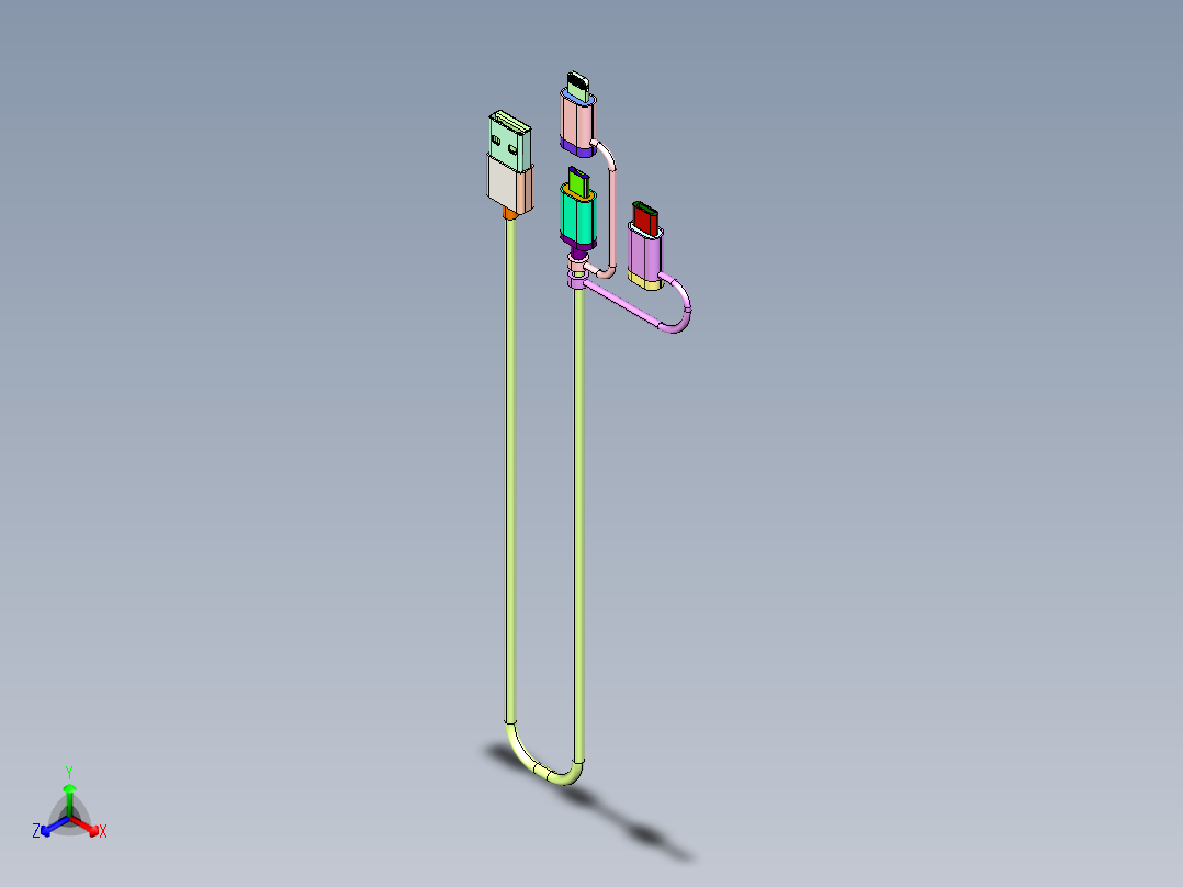 3英寸充电线正等轴测图