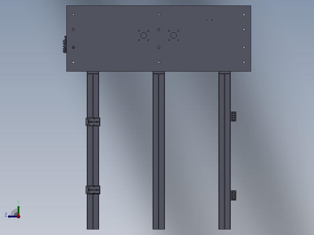 提升机3D模型图纸右视图