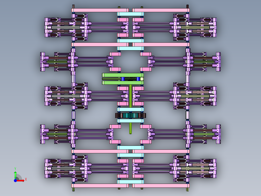 齿轮连杆组合机构的多足机器人前视图