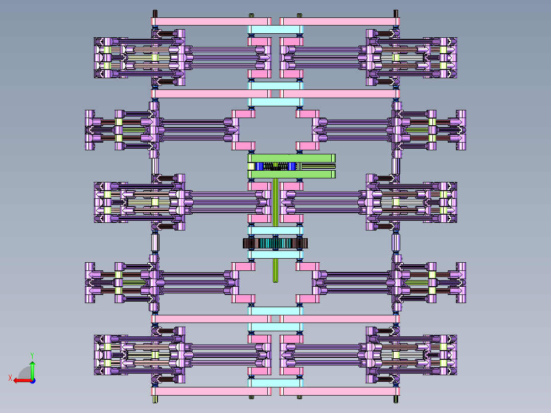 齿轮连杆组合机构的多足机器人后视图