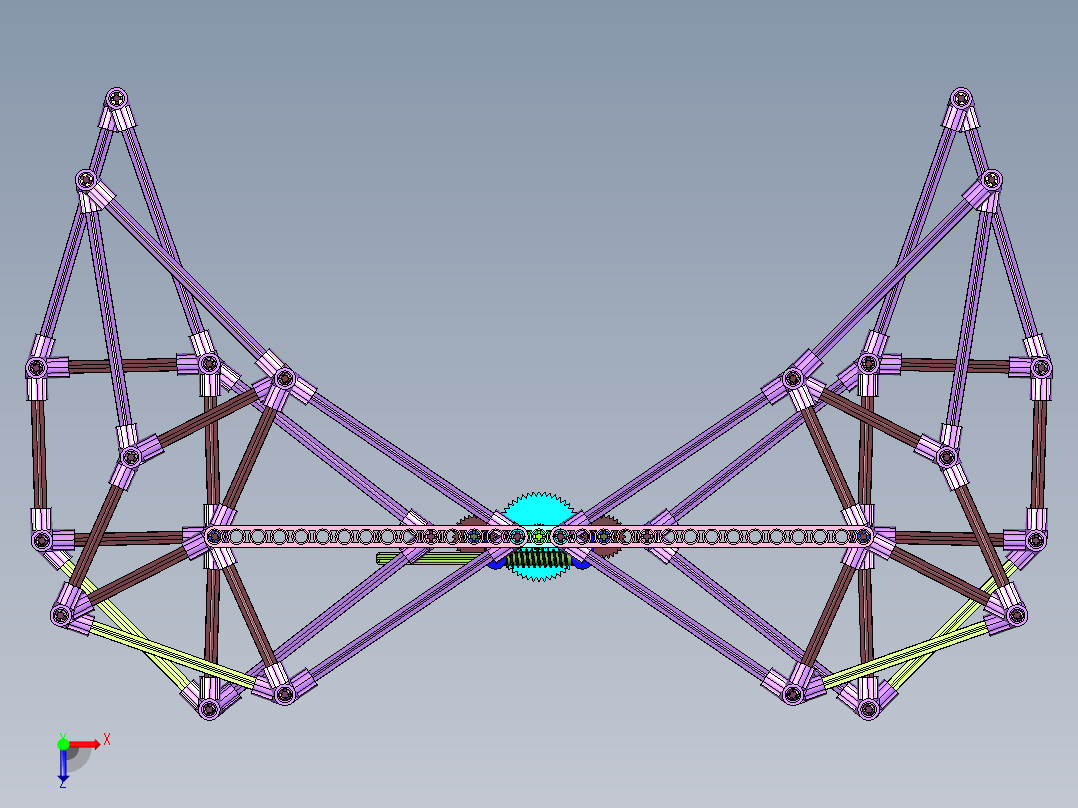 齿轮连杆组合机构的多足机器人俯视图