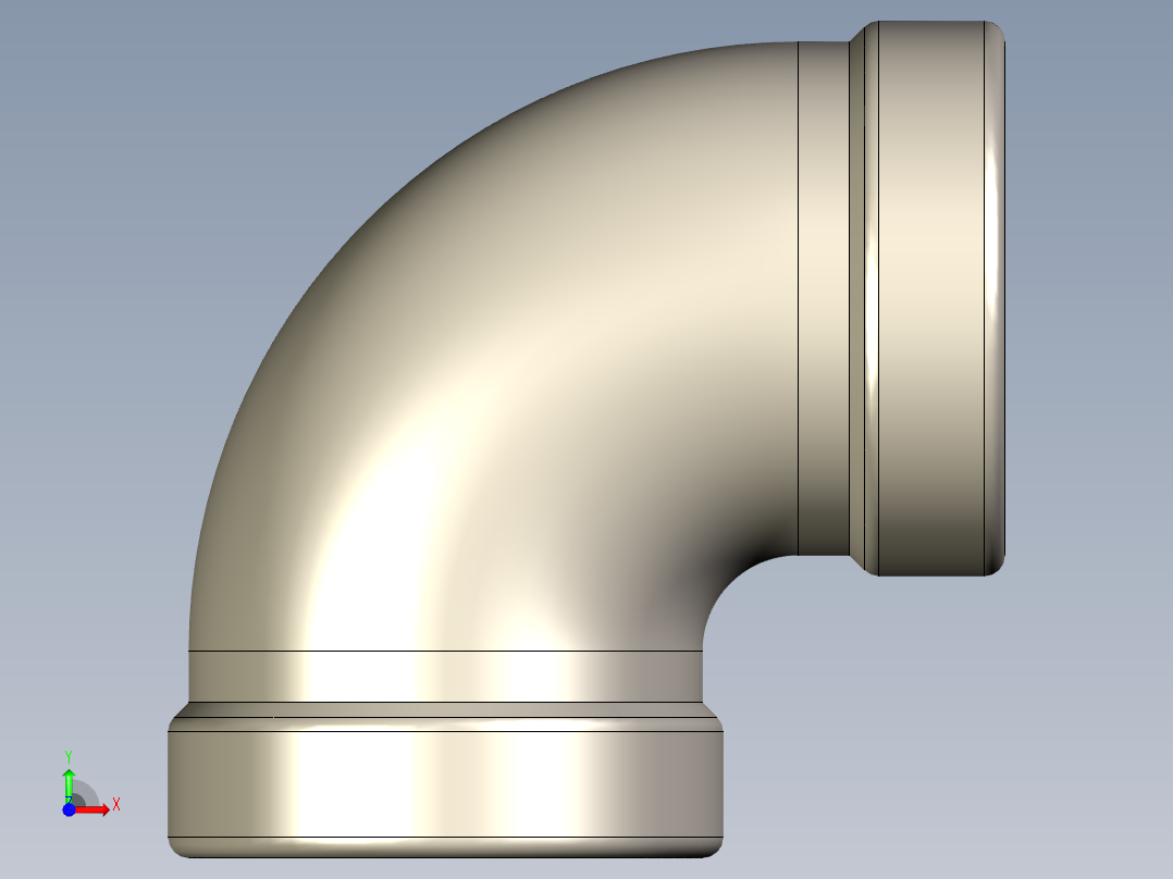 90°弯头G 1_2不锈钢前视图