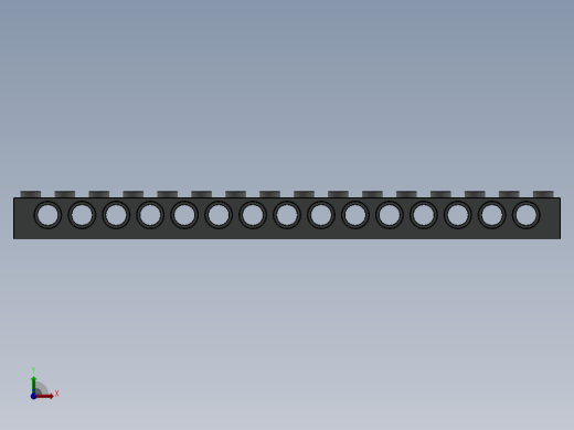 乐高机械组积木（横梁）-3703 Old Grey Technic Brick 1 x 16 with Holes前视缩略图