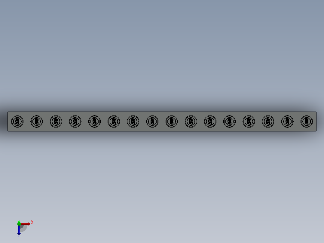 乐高机械组积木（横梁）-3703 Old Grey Technic Brick 1 x 16 with Holes俯视图