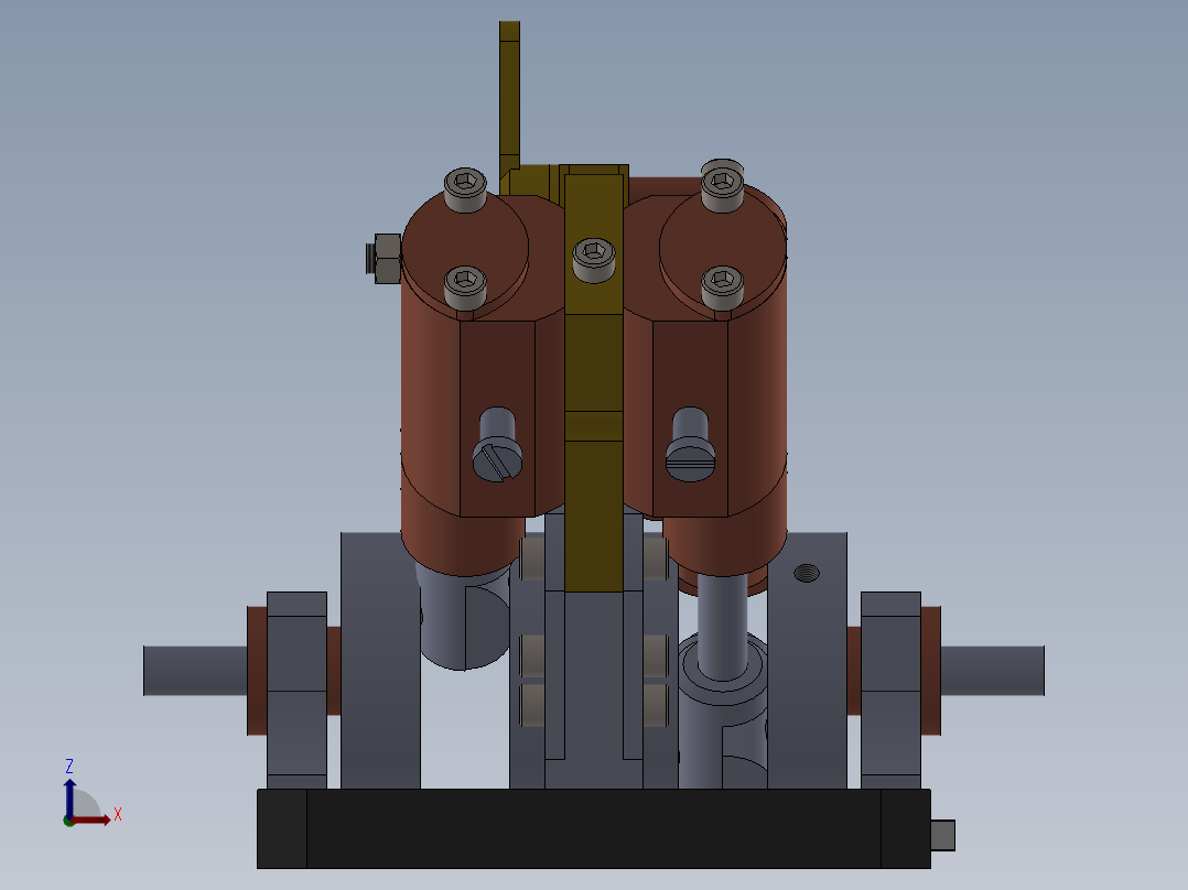 四活塞缸V型蒸汽机four-piston-cylinder-steam-模型格式为 sw主视图