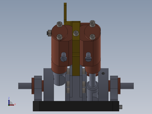 四活塞缸V型蒸汽机four-piston-cylinder-steam-模型格式为 sw