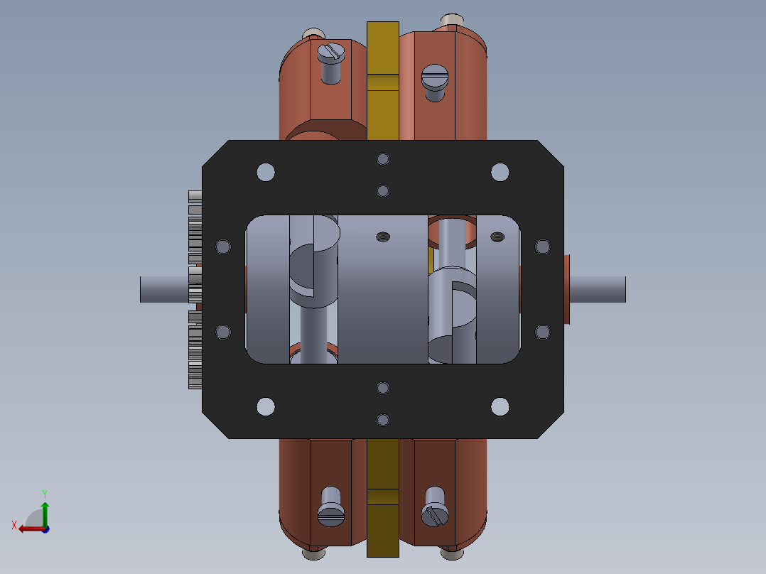 四活塞缸V型蒸汽机four-piston-cylinder-steam-模型格式为 sw后视图