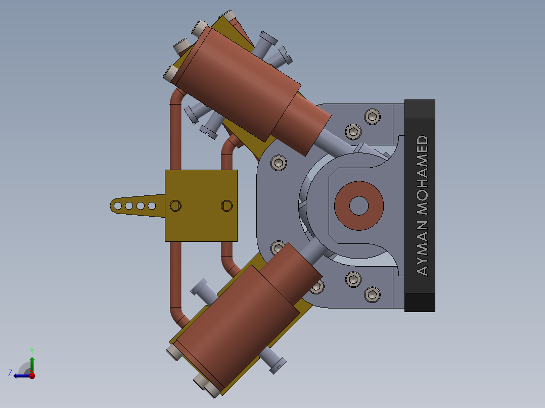 四活塞缸V型蒸汽机four-piston-cylinder-steam-模型格式为 sw右视图