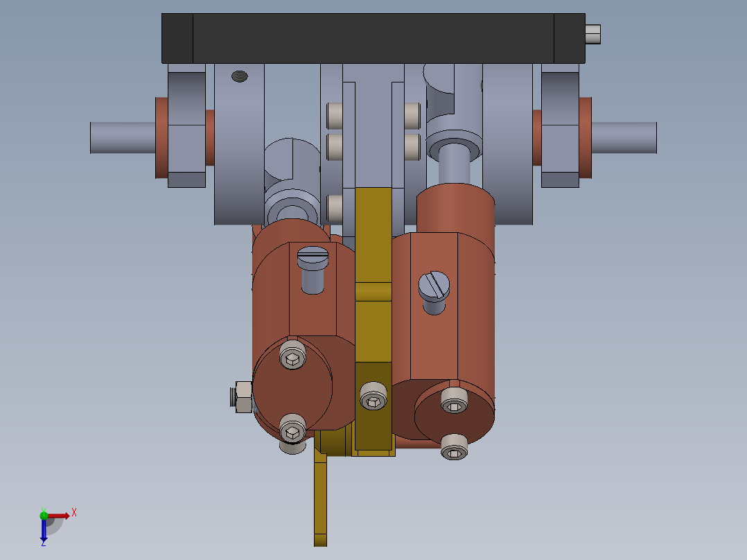 四活塞缸V型蒸汽机four-piston-cylinder-steam-模型格式为 sw俯视图