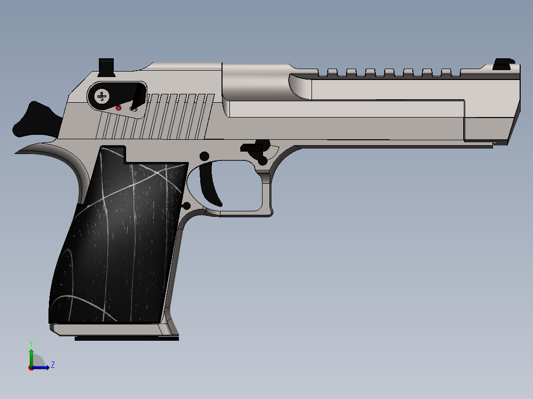 手枪左轮冲锋枪老式狙击步枪设计3D图纸desert-eagle-assembly SW STP左视图