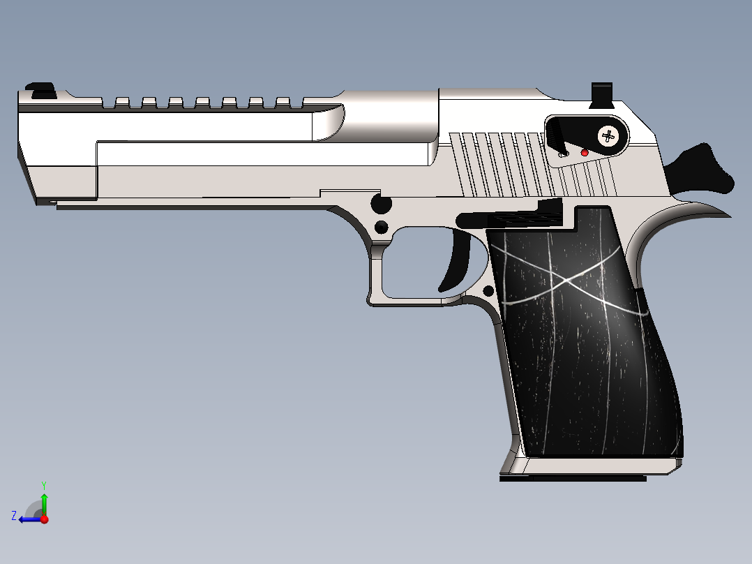 手枪左轮冲锋枪老式狙击步枪设计3D图纸desert-eagle-assembly SW STP右视图