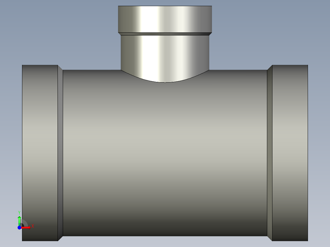 螺纹管三通-异径 DN25-DN10前视图