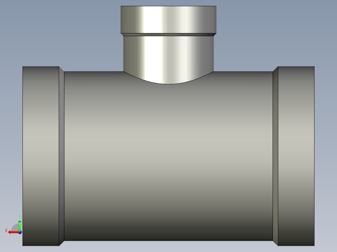 螺纹管三通-异径 DN25-DN10后视图