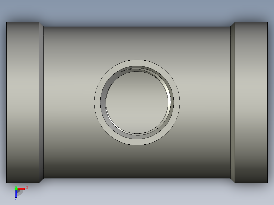 螺纹管三通-异径 DN25-DN10俯视图