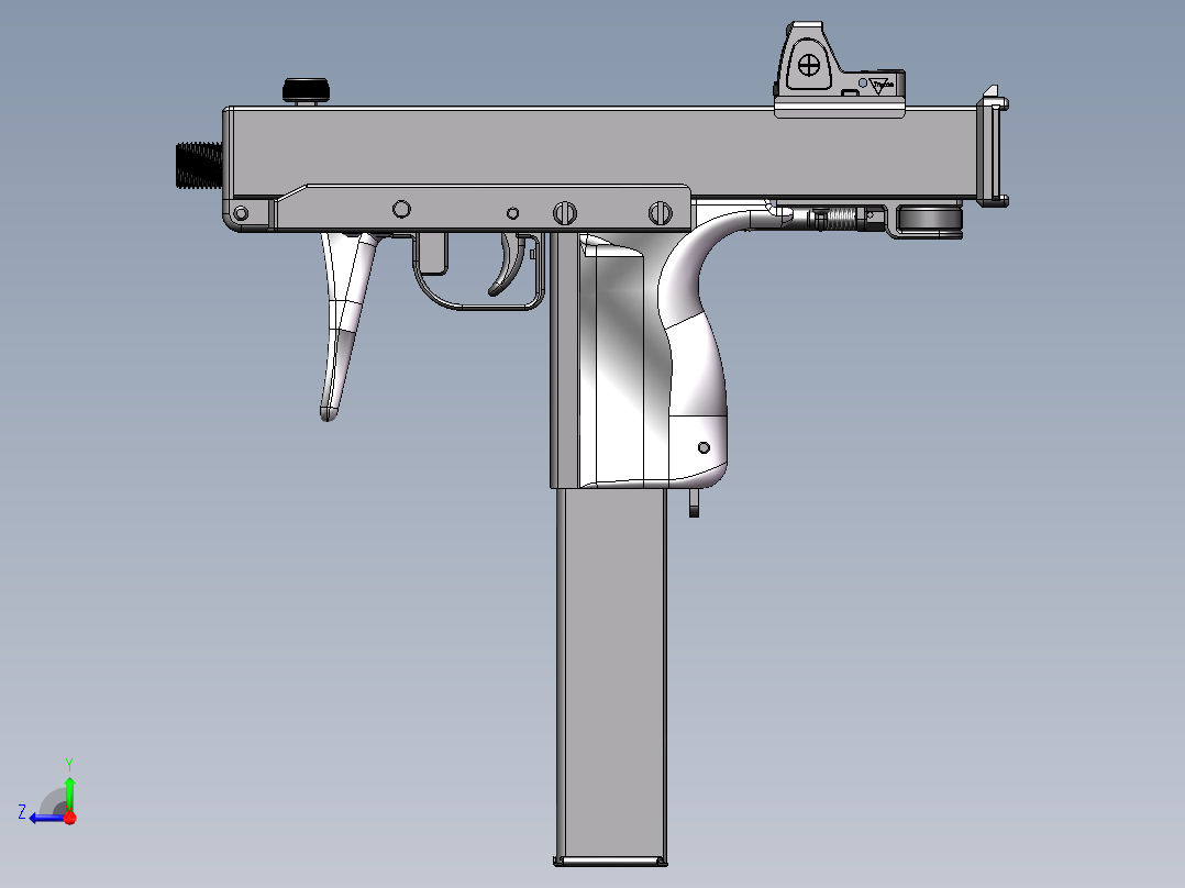 手枪左轮冲锋枪老式狙击步枪设计3D图纸t9-smg-9mm-submachine-gun SW STP右视图