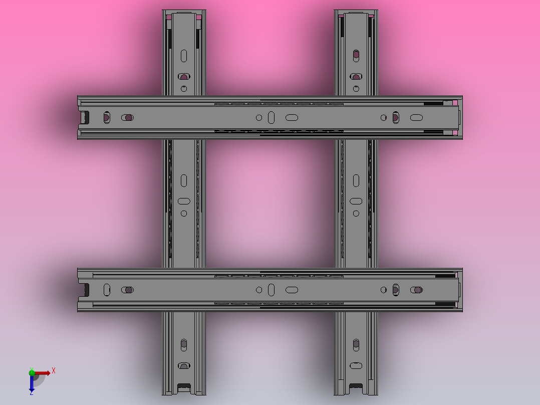 抽屉滑轨行程 300mm俯视图