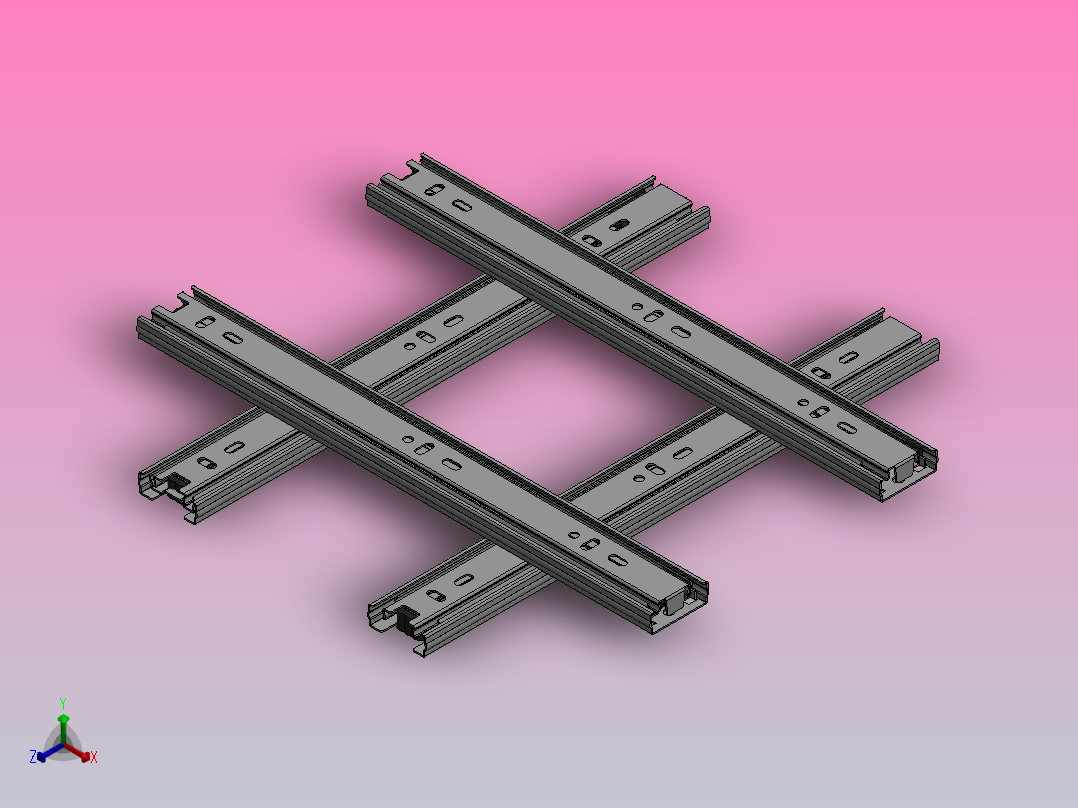 抽屉滑轨行程 300mm正等轴测图