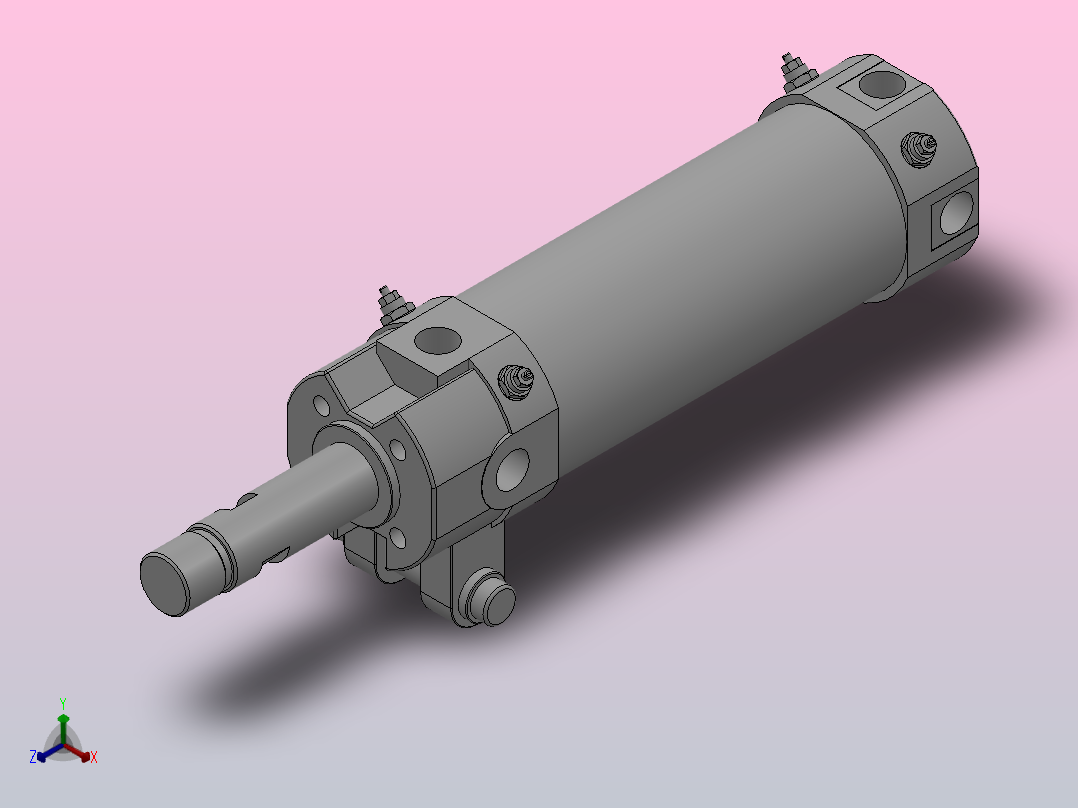 夹紧气缸[QCKA-50×100]正等轴测图