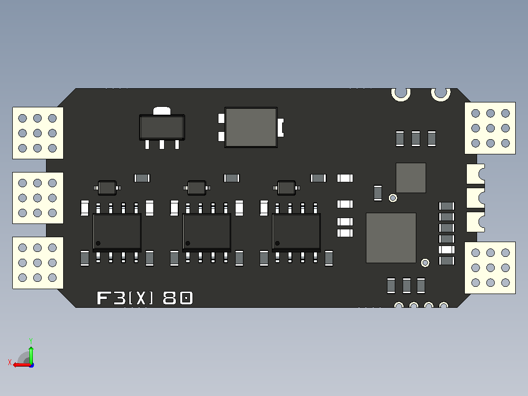 APD F3 80A ESC的详细3D CAD模型后视图
