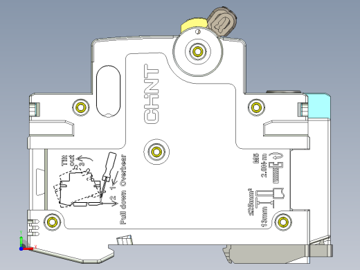 NB8LE-63(6-40A) 1P&amp;N剩余电流动作断路器三维模型202405前视缩略图