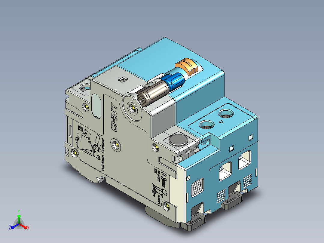 NB8LE-63(6-40A) 1P&amp;N剩余电流动作断路器三维模型202405正等轴测图