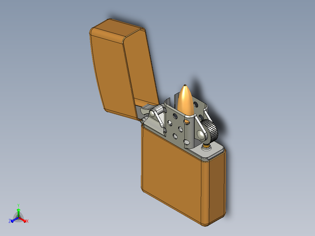 Zippo打火机简易模型3D图纸 STP格式正等轴测图