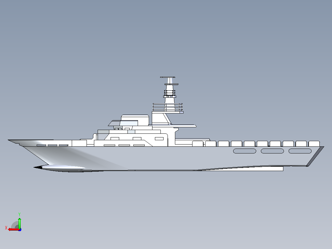 Frigate Ship护卫舰简易模型后视图