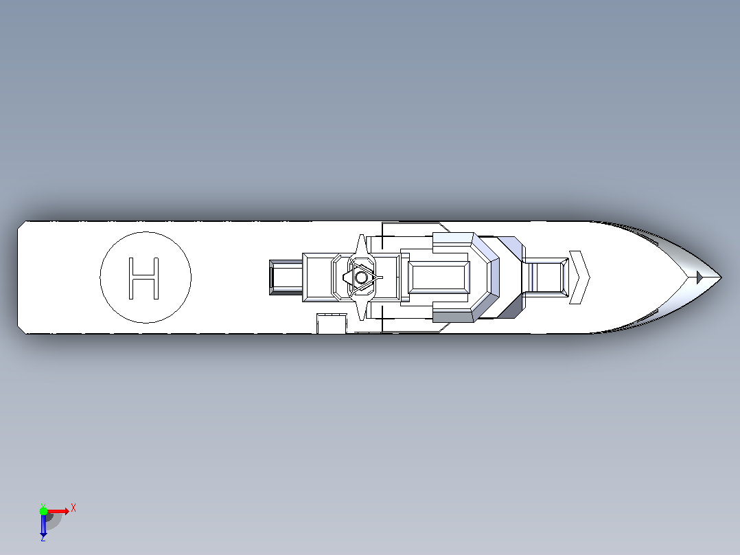 Frigate Ship护卫舰简易模型俯视图