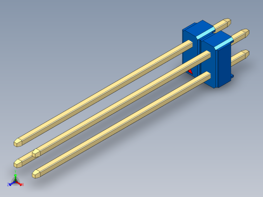 彩色公头100mil（2.54mm）系列-DS1021_blue_2x02p_100mil_Type43_rev1.0正等轴测缩略图