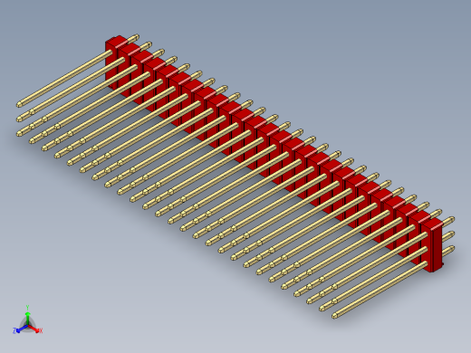 彩色公头100mil（2.54mm）系列-DS1021_red_3x26p_100mil_Type19_rev1.0正等轴测缩略图