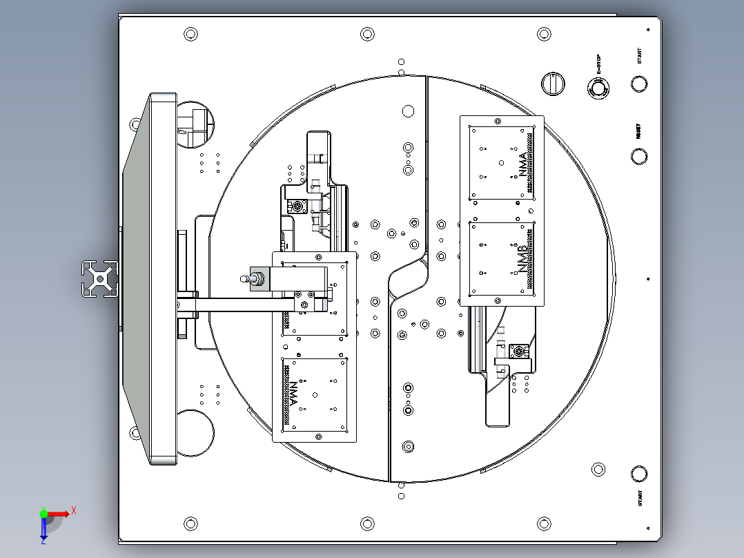 双工位PCB板检测设备俯视图