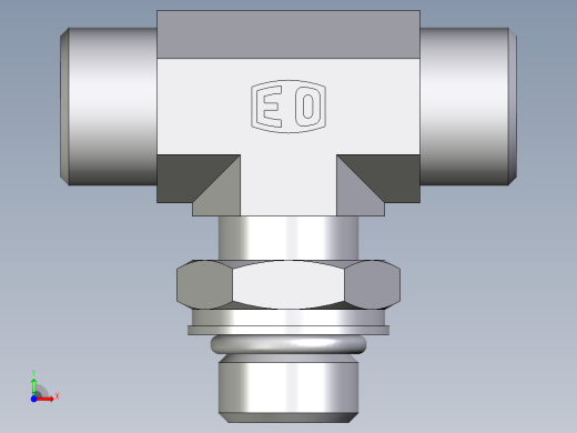 卡套式工业通用硬管接头EO_Adjustable_locknut_branch_tee_TEE12LMOROMDCF前视缩略图