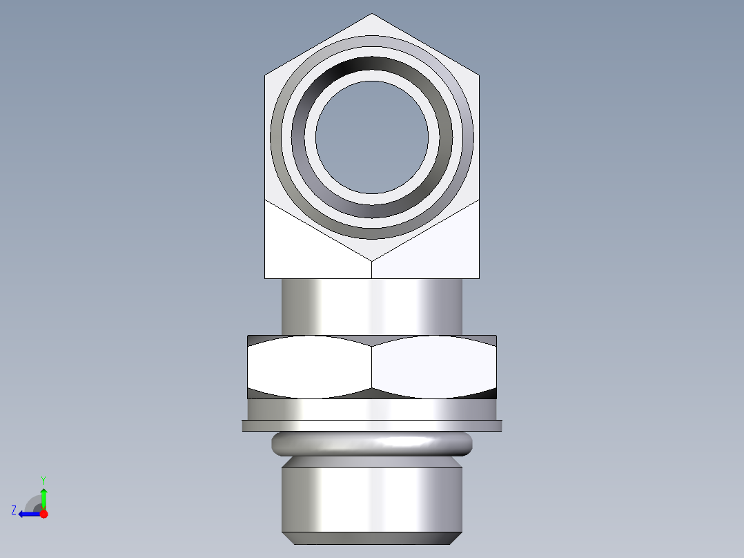 卡套式工业通用硬管接头EO_Adjustable_locknut_branch_tee_TEE12LMOROMDCF右视图