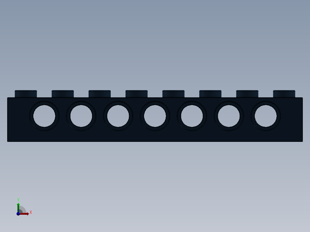 乐高机械组积木（横梁）-4528724 - 3702 Earth Blue Technic Brick 1 x 8 with Holes前视图