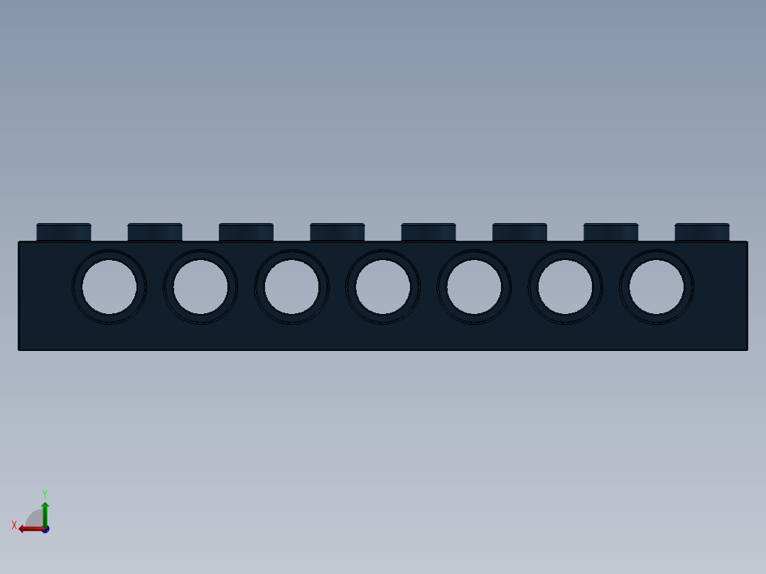 乐高机械组积木（横梁）-4528724 - 3702 Earth Blue Technic Brick 1 x 8 with Holes后视图