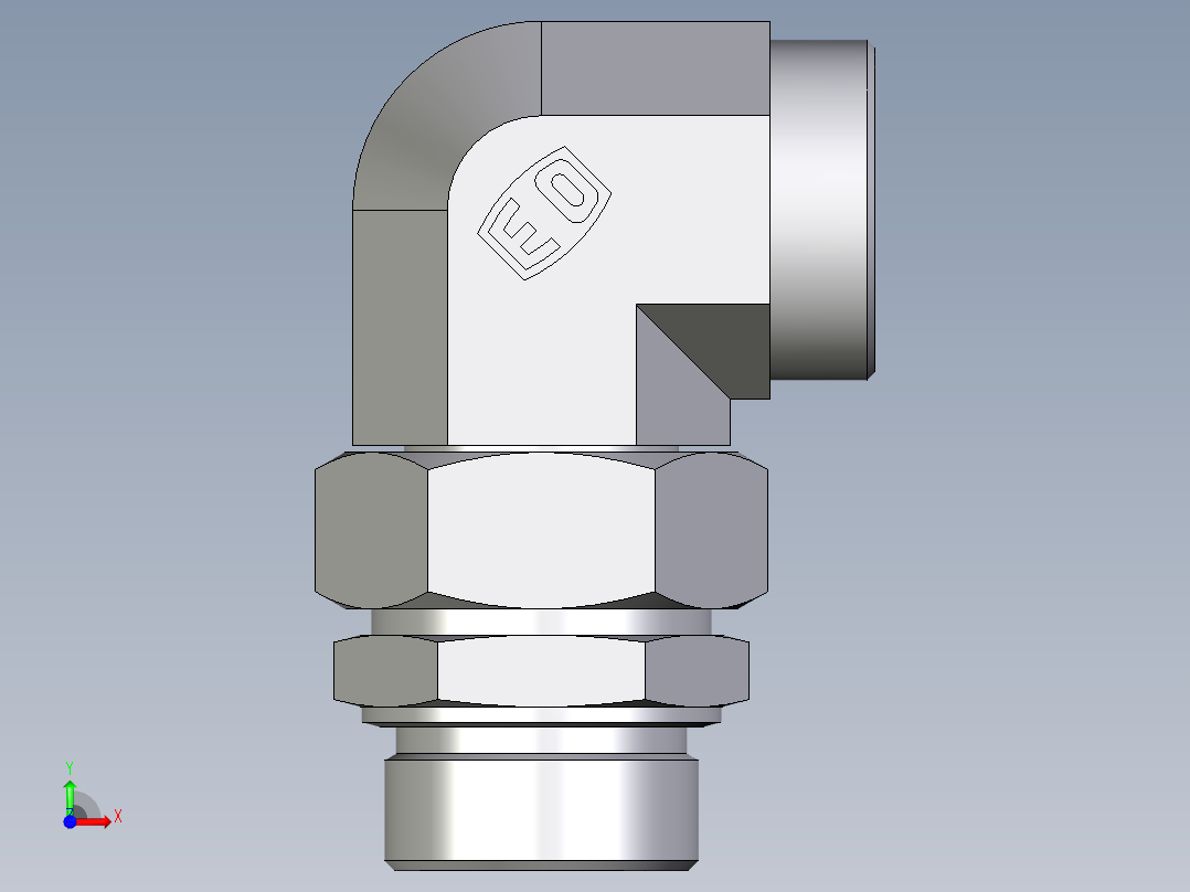 卡套式工业通用硬管接头EO_Assembled_adjustable_standpipe_elbow_EVW42LMOMD71前视图
