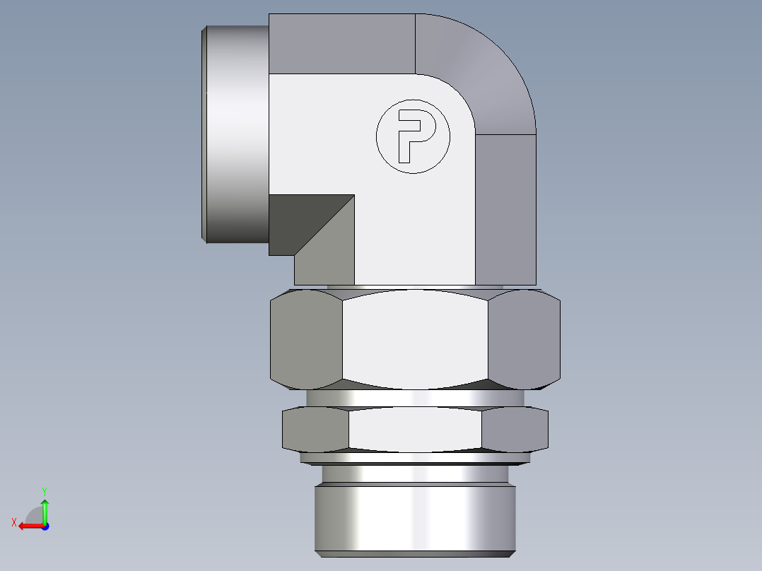 卡套式工业通用硬管接头EO_Assembled_adjustable_standpipe_elbow_EVW42LMOMD71后视图