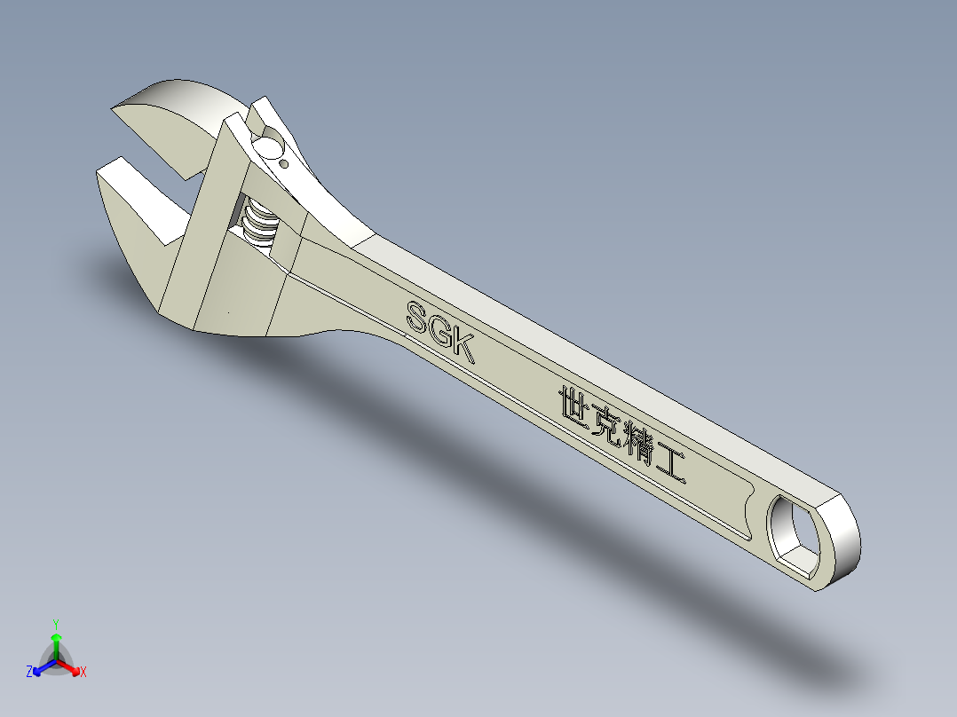 开口活动扳手三维模型