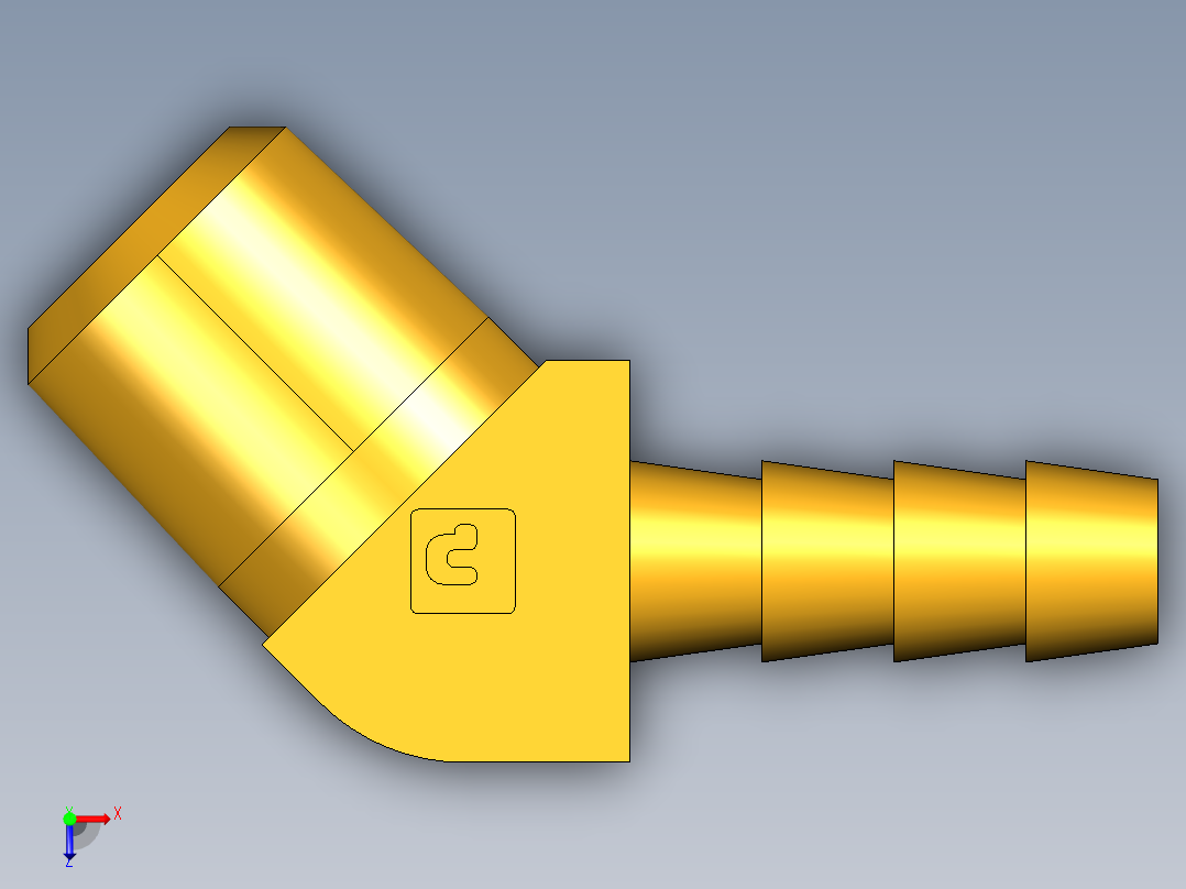 倒齿式工业管接头Hose Barb 45Deg Elbow to Male Pipe 139HB-4-4俯视图