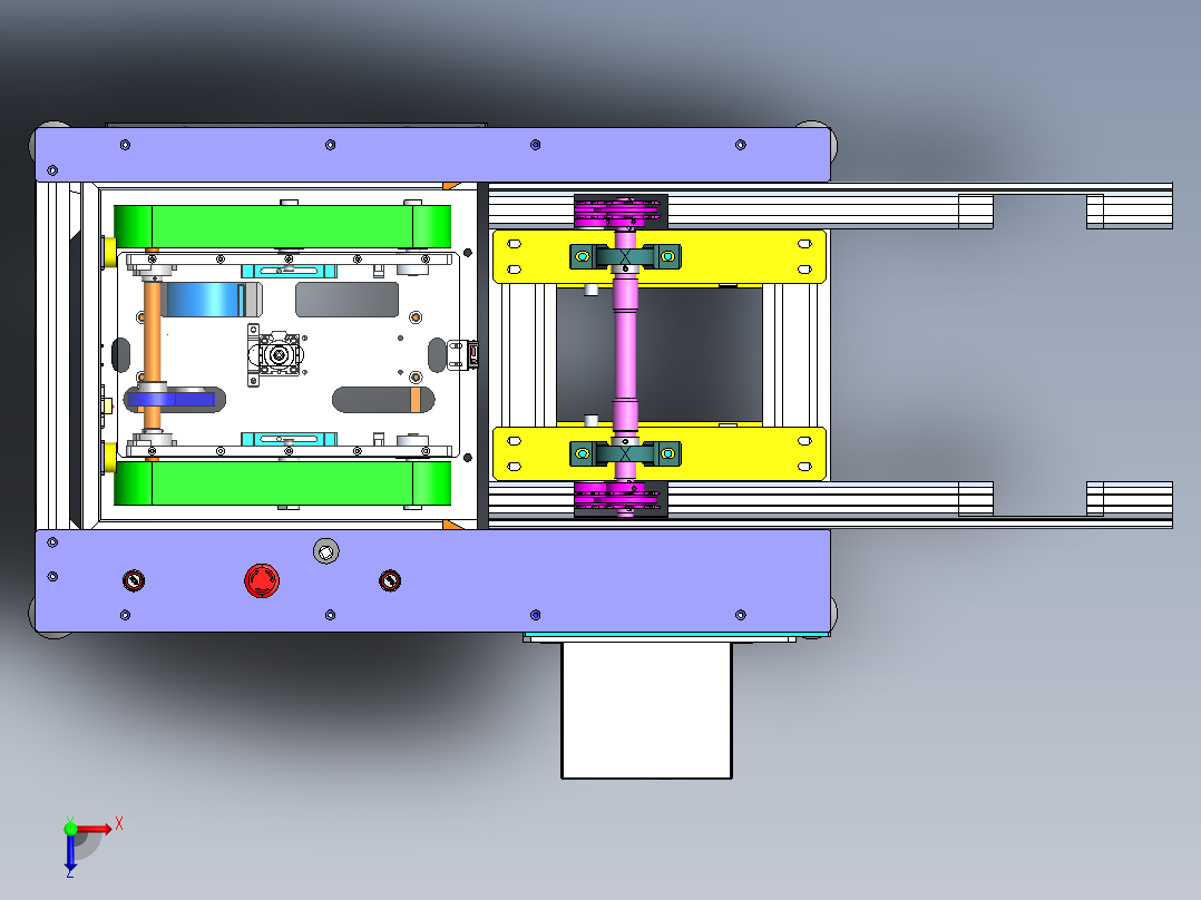 两倍速链双层线机头sw18可编辑俯视图