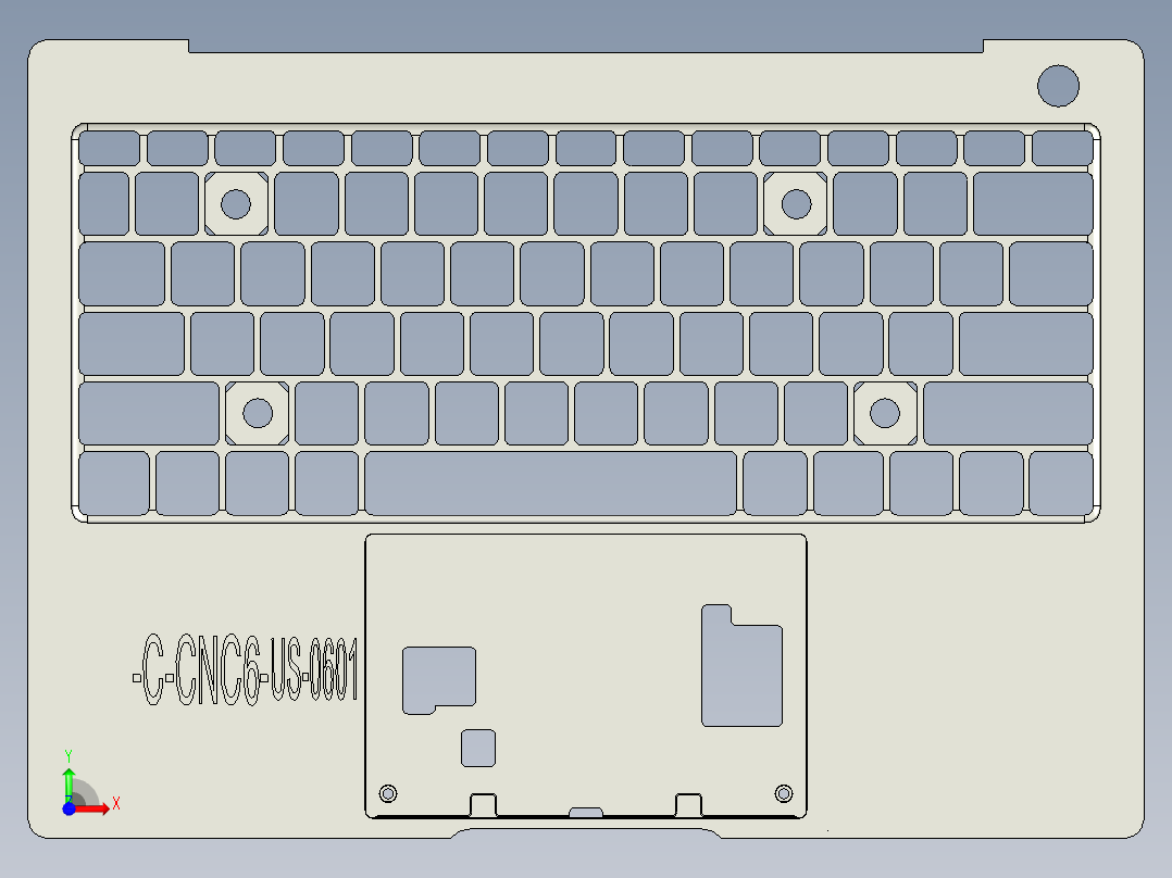 笔记本C壳KB框落料程序模型前视图
