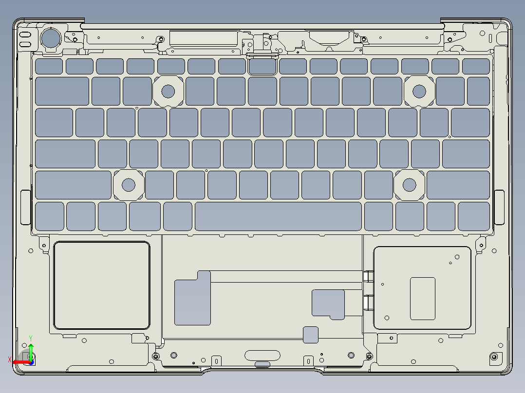笔记本C壳KB框落料程序模型后视图