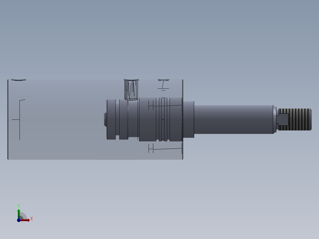 圆形气动缸35x25x75.5毫米前视图